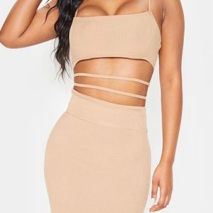 PLT stone rubbed cut out bodycon dress